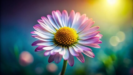 Obraz premium Miniature Common Daisy Blossom, Tilt-Shift Effect, Isolated White Background