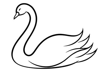 Elegant Swan Line Drawing for Wedding and Luxury Design (SVG)