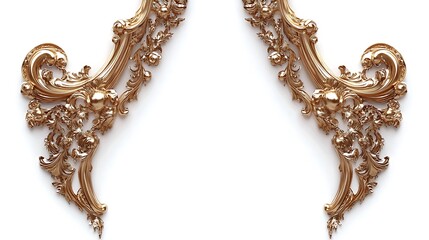 Ornate Golden Decorative Frame Elements Isolated