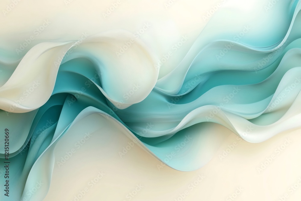 Aufkleber Abstract flowing turquoise waves creating a dynamic and elegant design