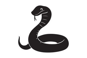 Black Snake Silhouette Vector Illustration for Wildlife Art Designs
