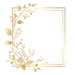 Obraz premium Golden Floral Frame Elegant Design Botanical Illustration