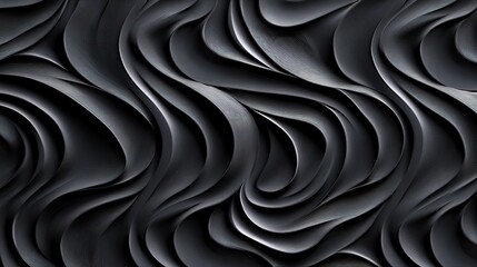 Fototapeta premium Dark, wavy, abstract, metallic texture, wall art, design, background