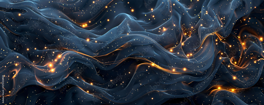 Aufkleber abstract cosmic background depicting undulating fabric with glowing stars