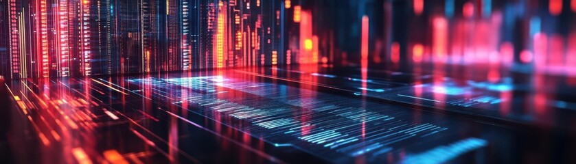 Fototapeta premium An abstract, digital 3D visualization of a sleek, futuristic-looking market research report