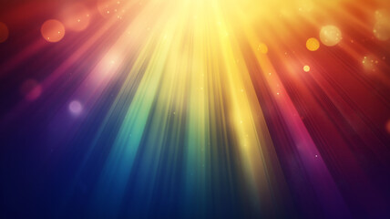 A serene evening street with warm hues of orange and pink gradient in the sky, light spots glowing softly from street lamps, a woman walking under their warm light