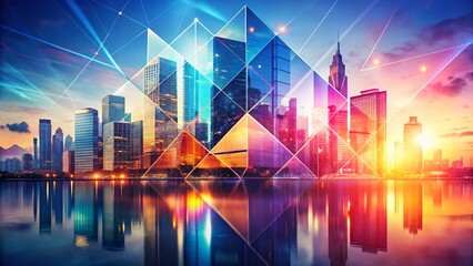 Obraz premium Minimalist Corporate Double Exposure Backgrounds: Abstract Shapes & Blank Space for Business Branding