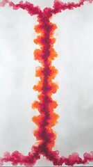 Fiery watercolor brushstroke in deep red and bright orange shades, creating an energetic and dramatic effect on a white canvas