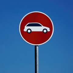 Prohibition Symbol: No Car Parking Icon Against a White Background for Street Regulation