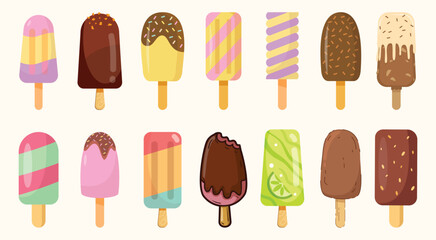 Ice cream collection, vector illustration.