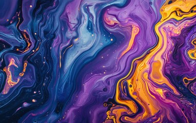 Oil droplet on water with mesmerizing color swirls and reflections