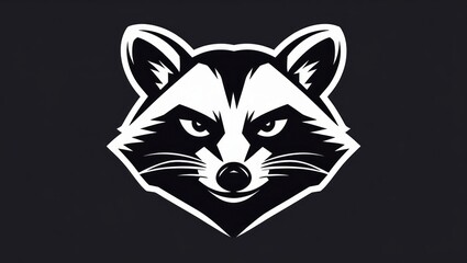 Black and white raccoon head mascot. (1)