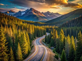 Minimalist Forest Highway: Trail Ridge Road, Colorado Scenic Drive