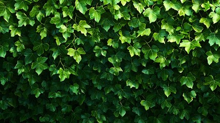 Obraz premium Fresh Green Ivy Leaves Covering a Wall in Natural Light