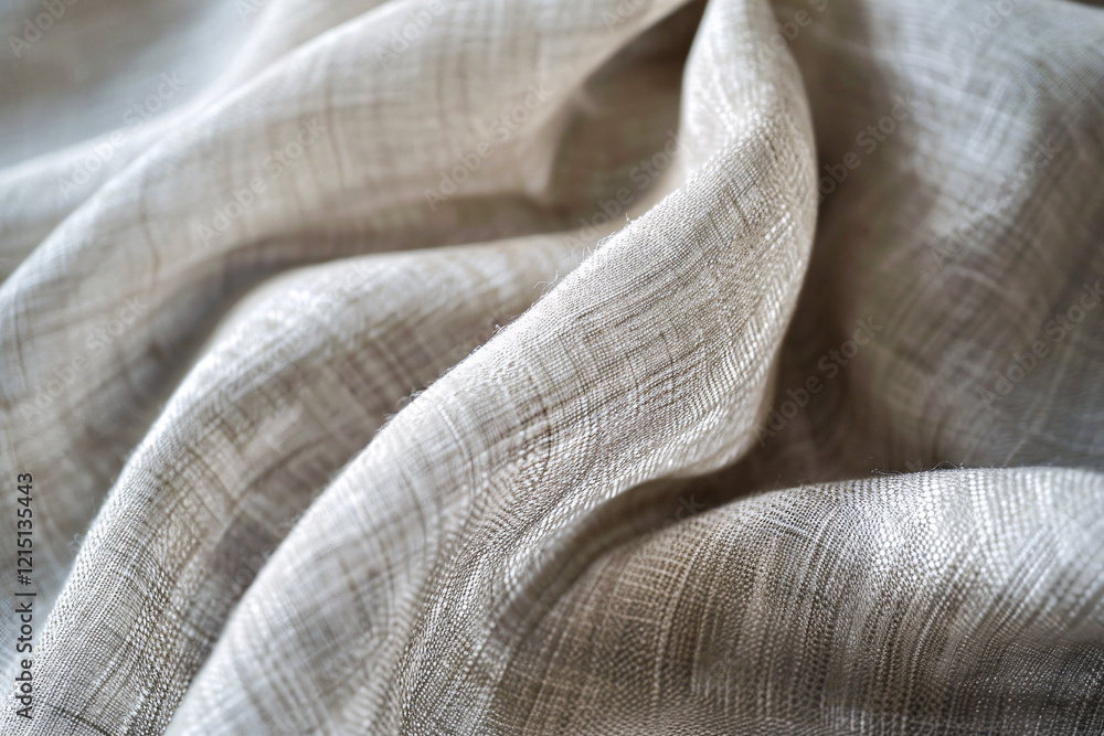 Poster detailed image showing the weave and natural texture of grey linen fabric