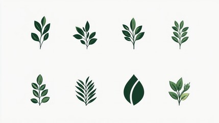 Green leaf illustrations for design elements