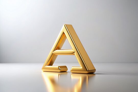 Minimalist Golden Lambda 3D Render - Abstract Greek Letter Design