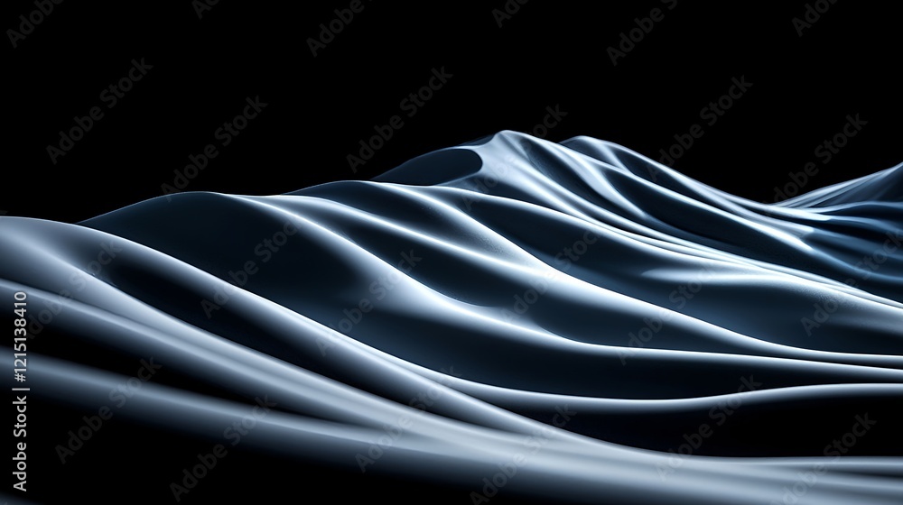 Poster smooth flowing waves in dark background for abstract design