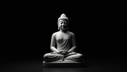 Serene buddha statue in monochrome