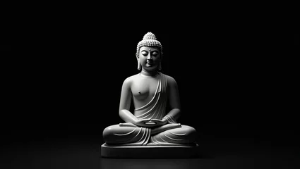 Fotobehang Serene buddha statue in monochrome © ANDREY PROFOTO