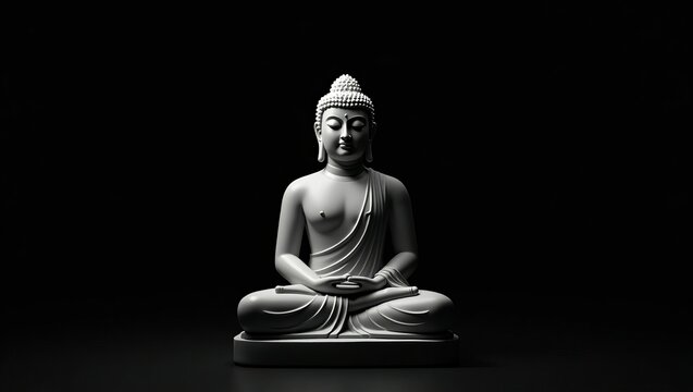 Fototapeta Serene buddha statue in monochrome