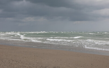 rough North Sea on the tip of Denmark in the Jutland Peninsula
