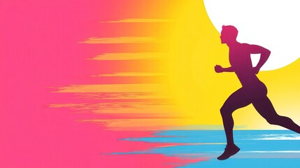 Naklejka premium Dynamic Silhouette of a Runner at Sunset