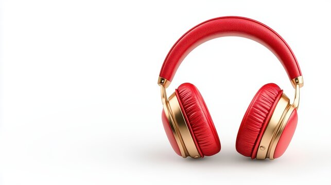 Elegant Red and Gold Headphones with Textured Finish