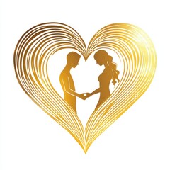 Golden Heart Enclosing Couple Holding Hands