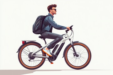 Naklejka premium Man Relaxing on Eco-Friendly Electric Bike: The Future of Sustainable Transport