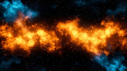 Stunning Cosmic Background with Fiery Nebula and Twinkling Stars