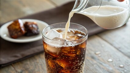 Refreshing Cola with Cream Added for a Perfect Swirl 