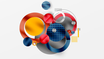 Abstract Circle Design with Overlapping Transparent Geometric Shapes