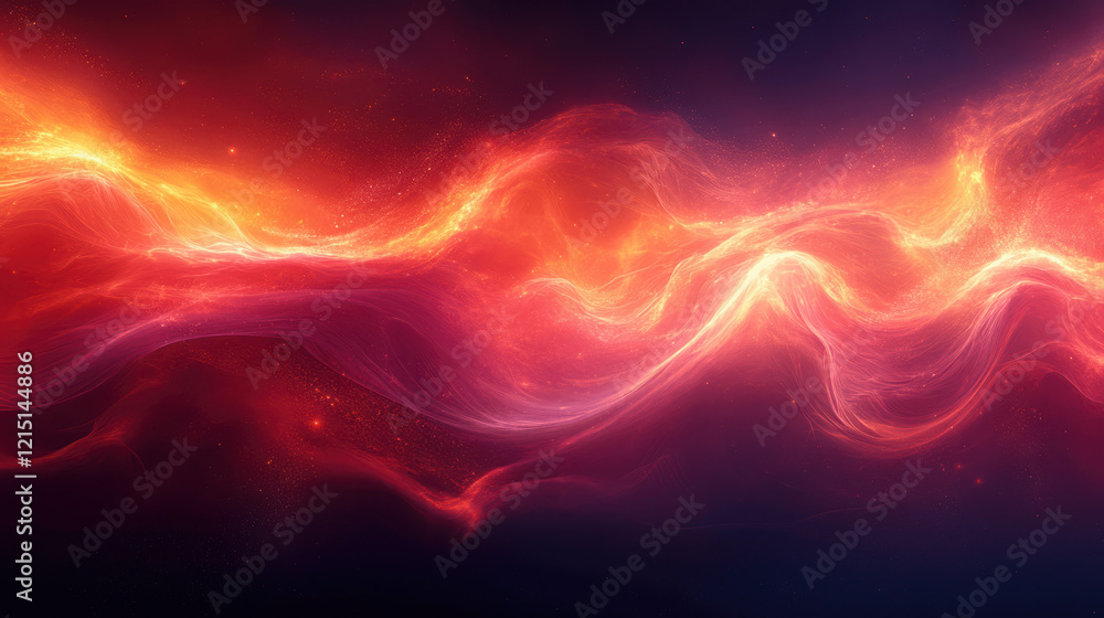 Poster vibrant waves of red against a dark backdrop, creating a powerful and dynamic abstract background br