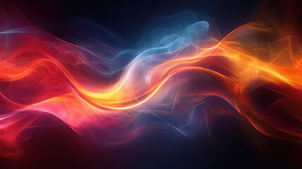 Vivid waves of blue, orange, and red creating a mesmerizing and dynamic background with an ethereal and surreal quality.