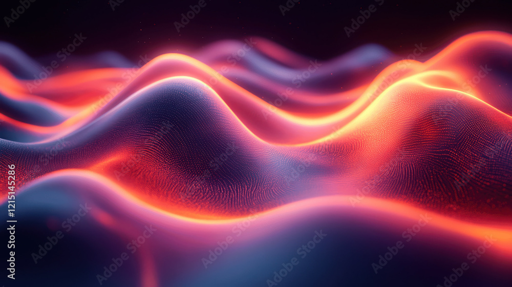 Poster soft and flowing waves of red and blue light create a tranquil and meditative atmosphere, capturing 