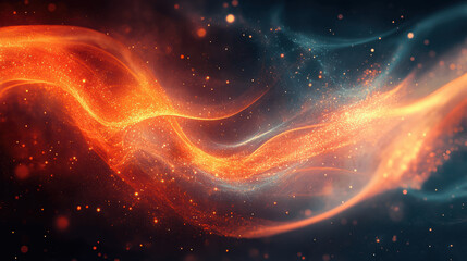 Fototapeta premium Abstract fiery waves of orange and black light swirling together, creating a mesmerizing and dynamic pattern filled with energy and warmth.