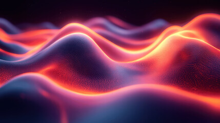 Soft and flowing waves of red and blue light create a tranquil and meditative atmosphere, capturing the essence of movement in a vibrant abstract form.
