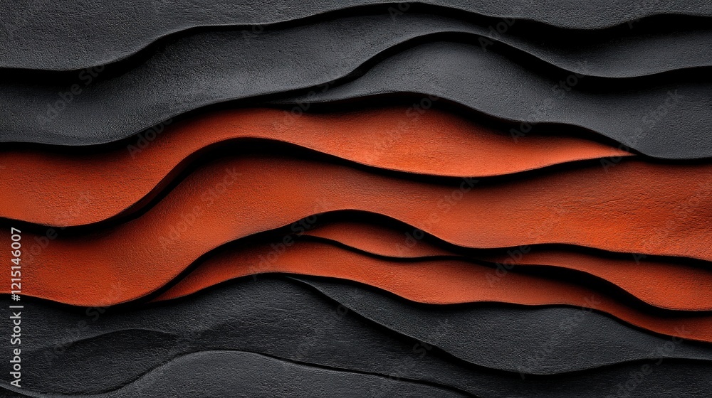 Poster abstract waves of black and terracotta: a captivating abstract image featuring a layered pattern of 