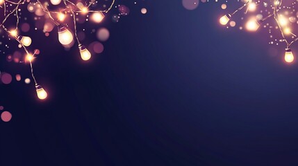 Softly glowing string lights against a dark background.