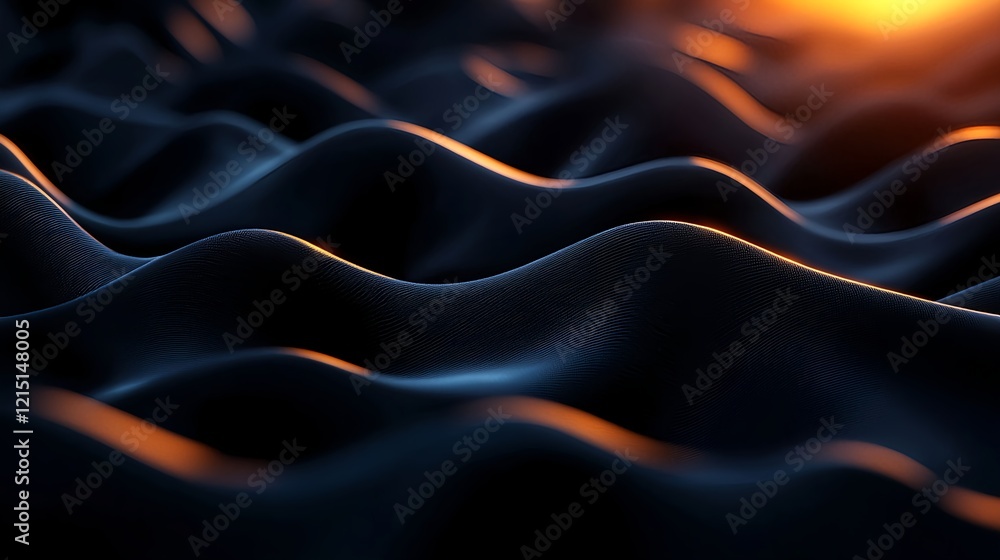 Poster abstract waves of light and shadow in dark textured layers