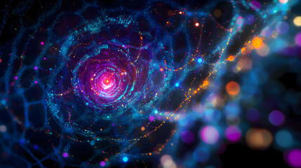 Big data artificial intelligence machine learning neural network flow complex information science innovation technology data analysis visualization cyberspace future. 3d rendering..