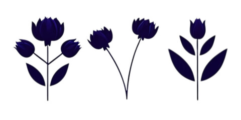 illustration set  of a flower isolated on white background. Cut out.