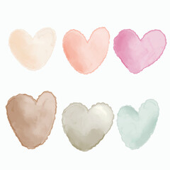 Fototapeta premium Pastel watercolor heart illustrations for Valentine’s Day