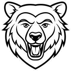 Fototapeta premium Black Outline Drawing of a Bear Mascot Head Vector Icon Illustration