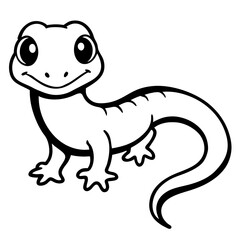 Fototapeta premium Black Outline Drawing of a Lizard Vector Icon Illustration