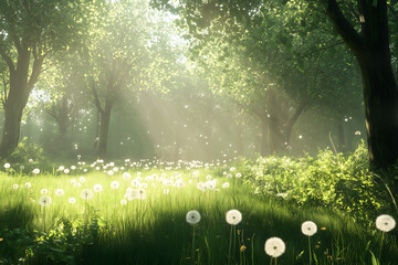 sun rays in the forest