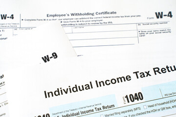 USA tax form 1040 for US individual tax return. Document close-up