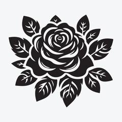Fototapeta premium Timeless Rose Silhouette Vector for Craft Print and Digital Use