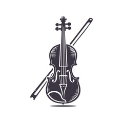 Fototapeta premium Elegant Violin and Bow Silhouette Vector 